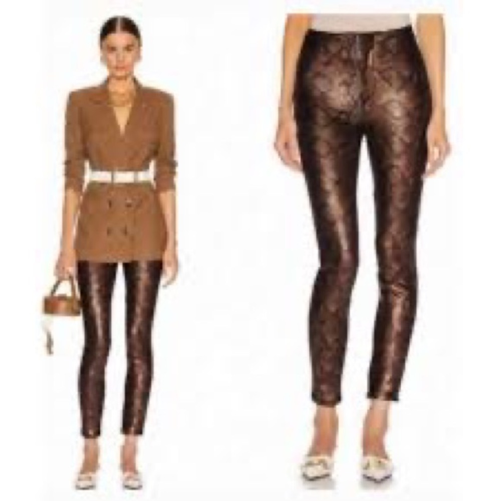 MOTHER The Looker High Waisted 
Seamless Ankle Pants Slither Black Snake
